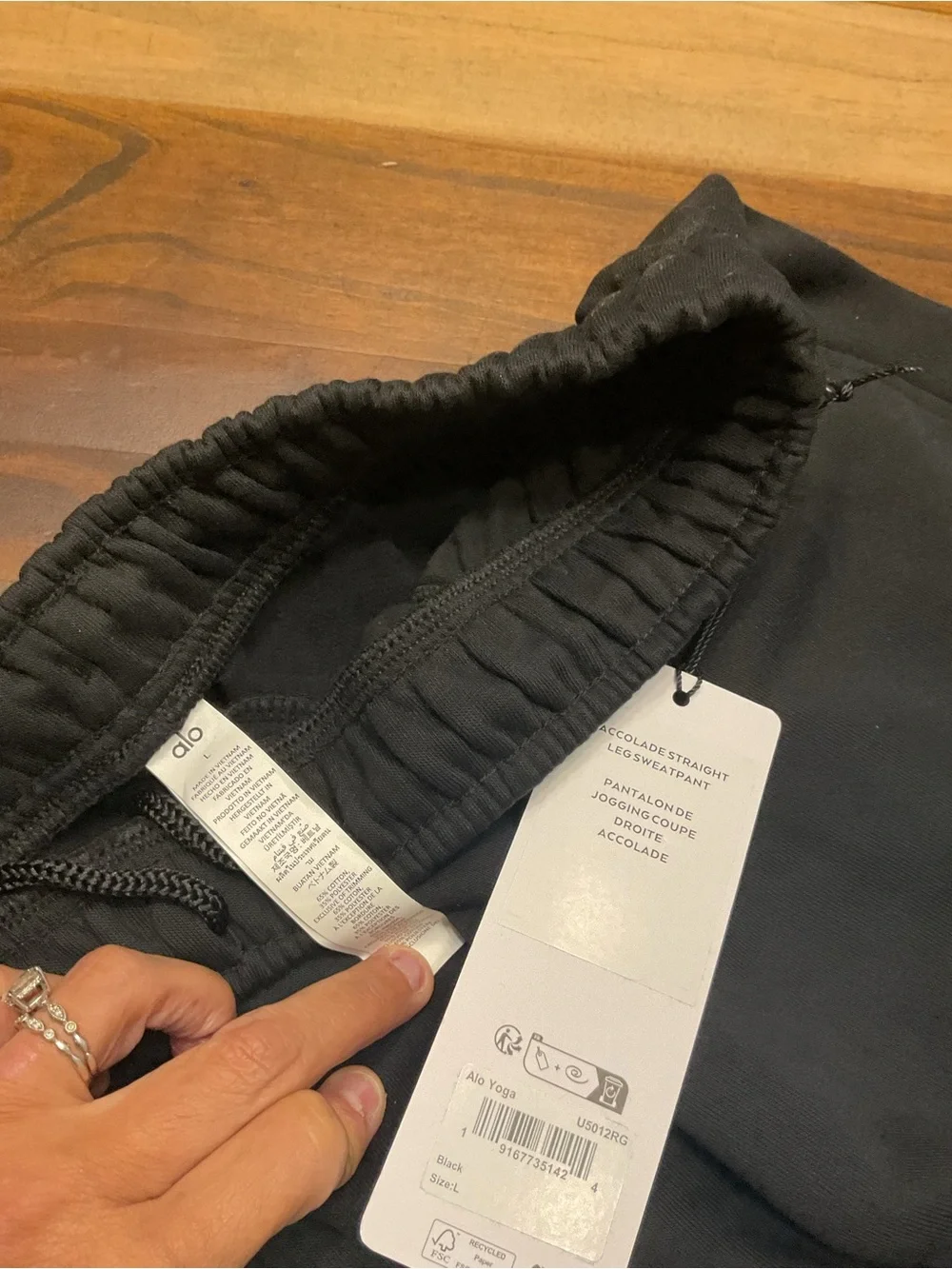 Alo Yoga Serenity Wide Leg Sweatpants Black NWT Size L